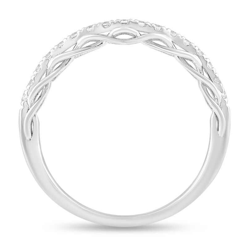Round Diamond 1/4ctw. Scalloped Edge Contour Wedding Ring in 10k White Gold image number null